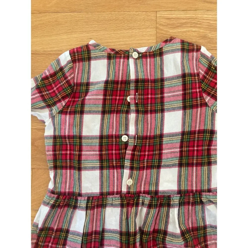 Hanna Andersson Flannelette Peplum Tartan Stewart Plaid Ruffle Top 6-7 Christmas